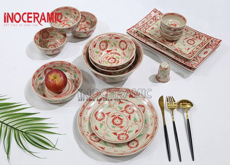 Bộ Bàn Ăn Cúc Rạn Đỏ - anh minh hoa