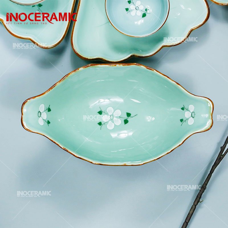 Bộ Hoa Mặt Trời Hoa Đào Trắng - Bộ bàn ăn gốm sứ Bát Tràng