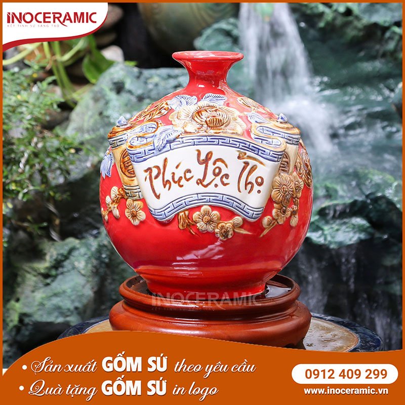 Bình Hút Lộc Phúc Lộc Thọ Đỏ