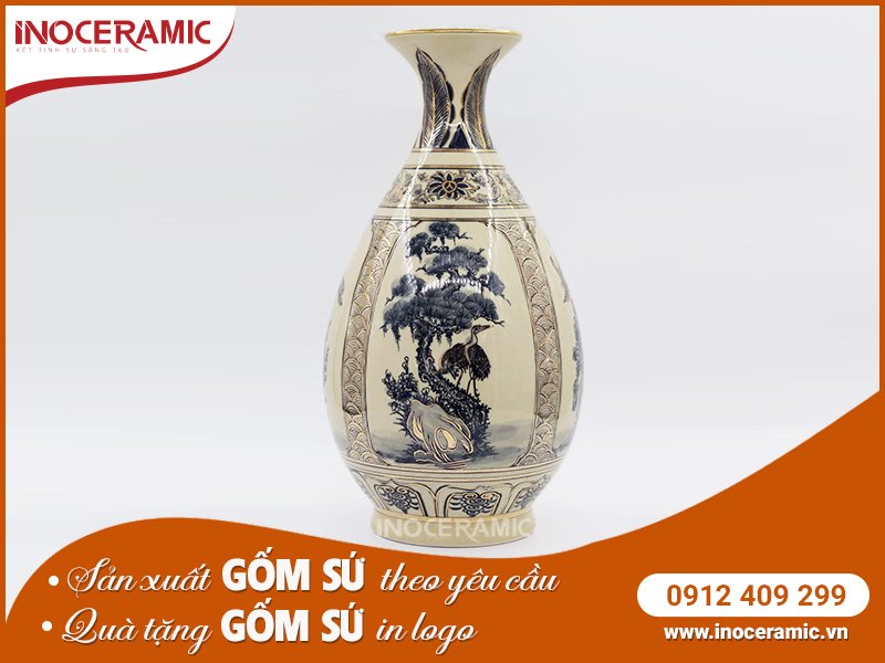 Lọ Âm Dương Mẹ S3 Vẽ Vàng - Gốm sứ Chu Đậu