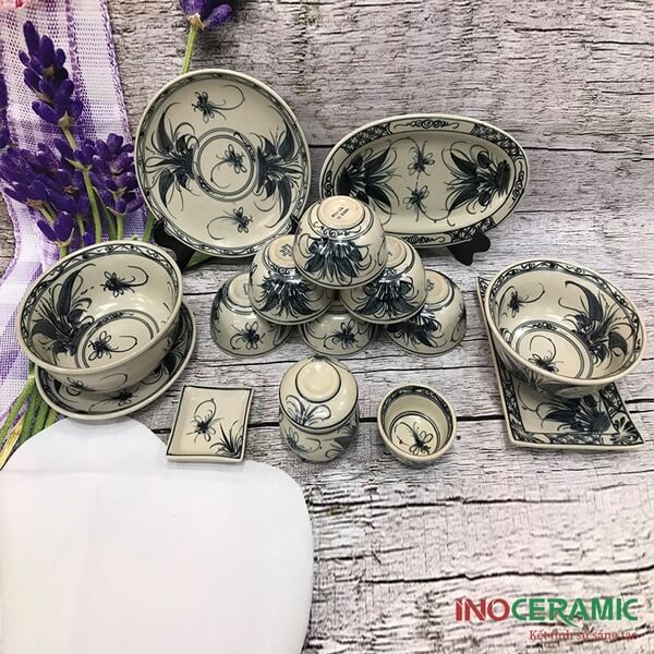 Bộ Bát Dĩa Chuồn Men Đen