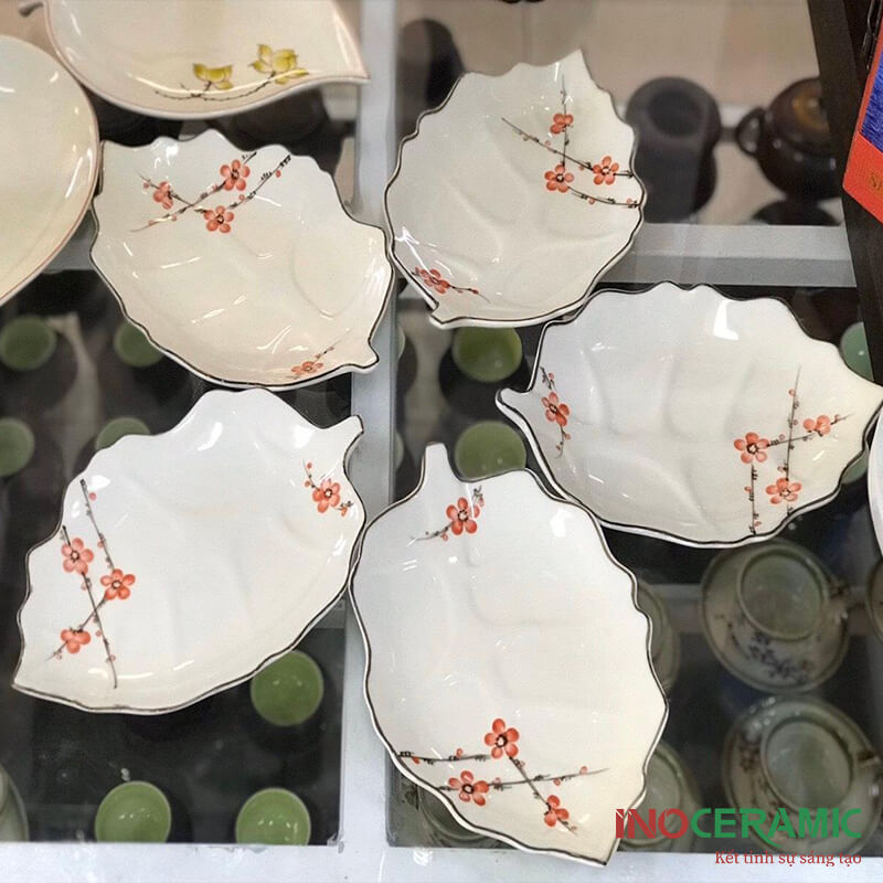 Bộ Dĩa 5 Lá Dâu Hoa Đỏ