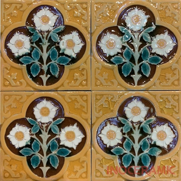 Gạch Nổi Mix Hoa Vàng