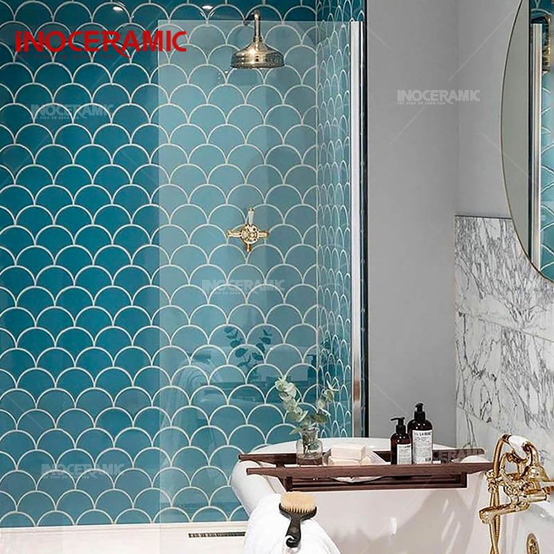 Gạch Mosaic Vảy Cá Xanh Ngọc