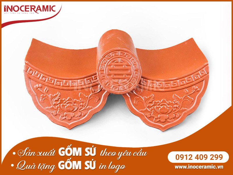 Ngói Diềm Âm Dương Hoa Cúc Đất Nung - Gốm sứ Bát Tràng