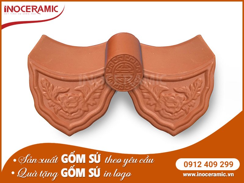 Ngói Diềm Âm Dương Hoa Lá Màu Nâu - Gốm sứ Bát Tràng