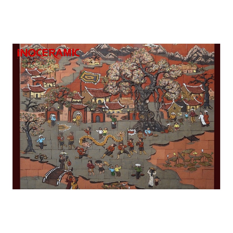 Tranh gốm Lễ Hội Xưa