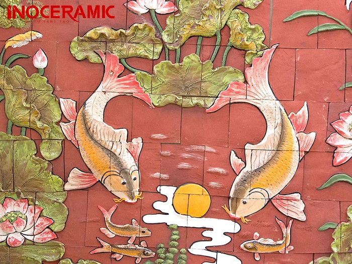 Tranh gốm Lý Ngư Vọng Nguyệt - anh minh hoa