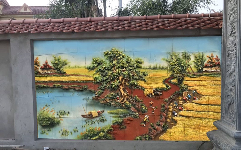 Tranh gốm ốp tường trang trí sân vườn – tranh gốm ngoài trời đẹp - anh minh hoa 14