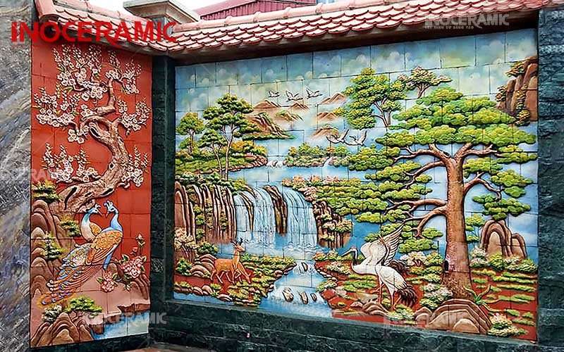 Tranh Gốm Ốp Tường Sơn Thủy Hữu Tình - Tranh gốm sứ Bát Tràng