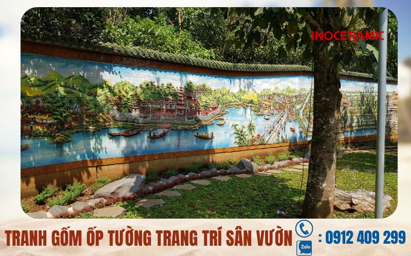 Tranh gốm ốp tường trang trí sân vườn – tranh gốm ngoài trời đẹp - anh minh hoa