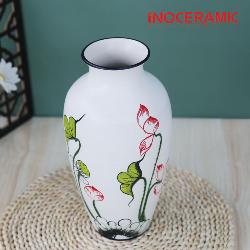Lọ Hoa Vẽ Sen Hồng H27 - anh minh hoa 3