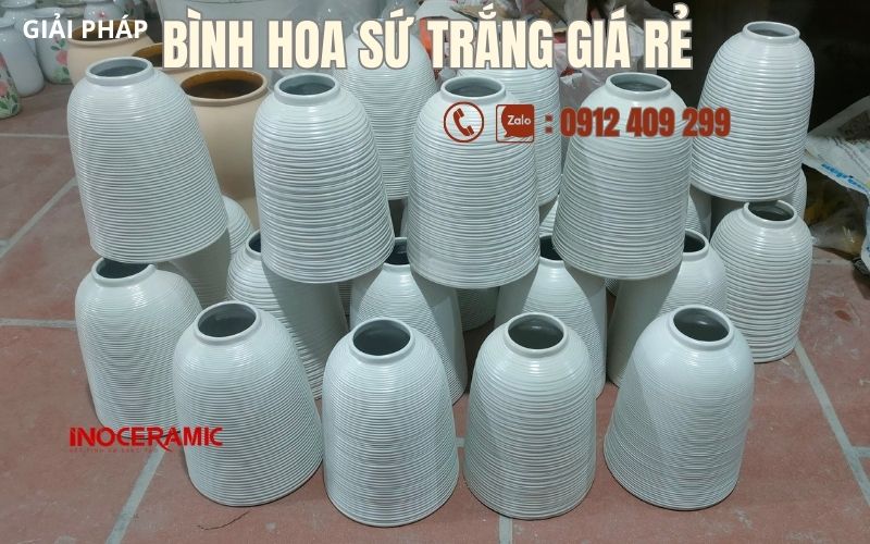 Bình hoa sứ trắng Bát Tràng quà tặng giá rẻ - anh minh hoa 10