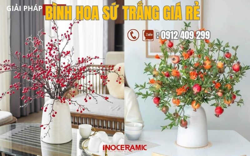 Bình hoa sứ trắng Bát Tràng quà tặng giá rẻ - anh minh hoa 8