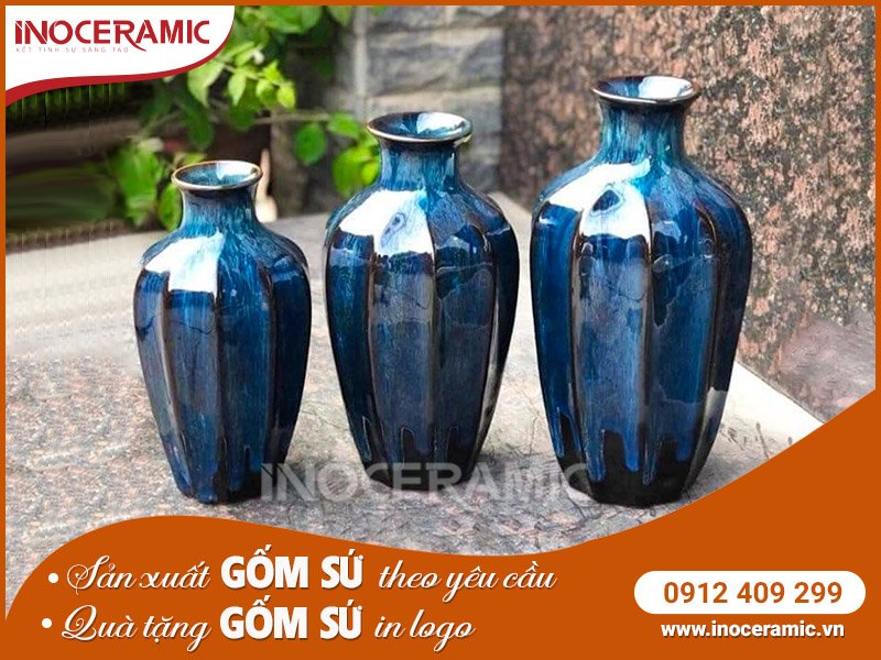 Bộ Bình Hoa Mẫu 11 dáng khía - Gốm sứ Bát Tràng