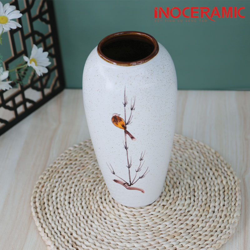 Lọ hoa men chấm chim oanh H28 - anh minh hoa 2