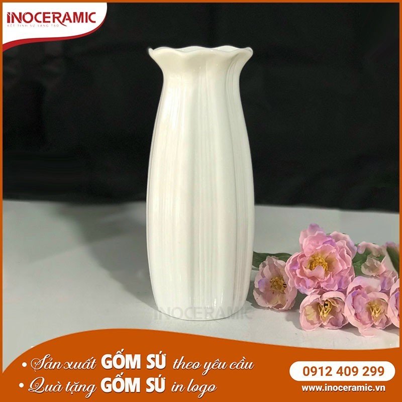 Bình hoa sứ trắng Bát Tràng quà tặng giá rẻ - anh minh hoa 11