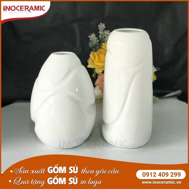 Lọ Hoa Sứ Trắng Mẫu 15