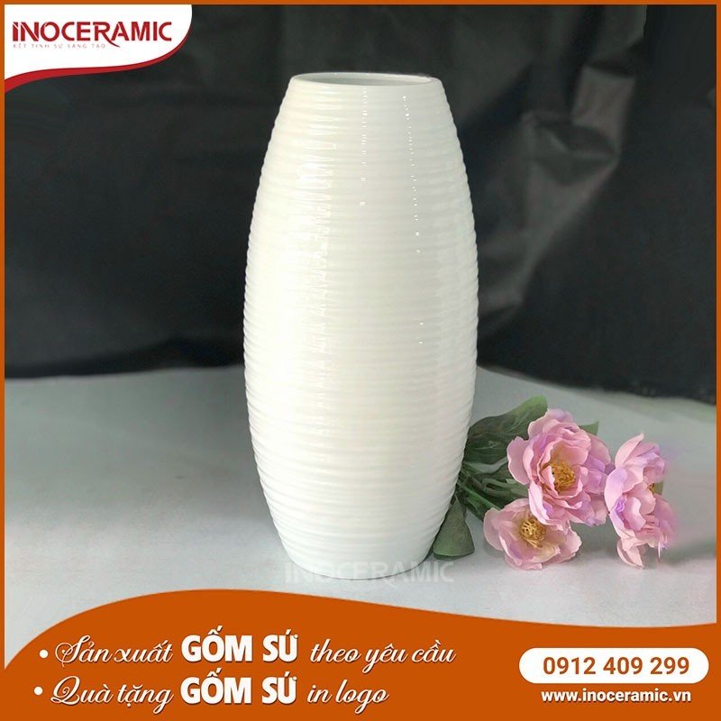 Lọ Hoa Sứ Trắng Mẫu 7