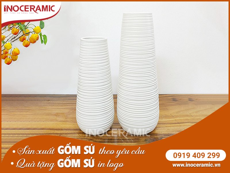 Bình hoa sứ trắng Bát Tràng quà tặng giá rẻ - anh minh hoa 4