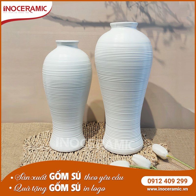 Lọ Hoa Sứ Trắng Mẫu 3 - anh chi tiet 2
