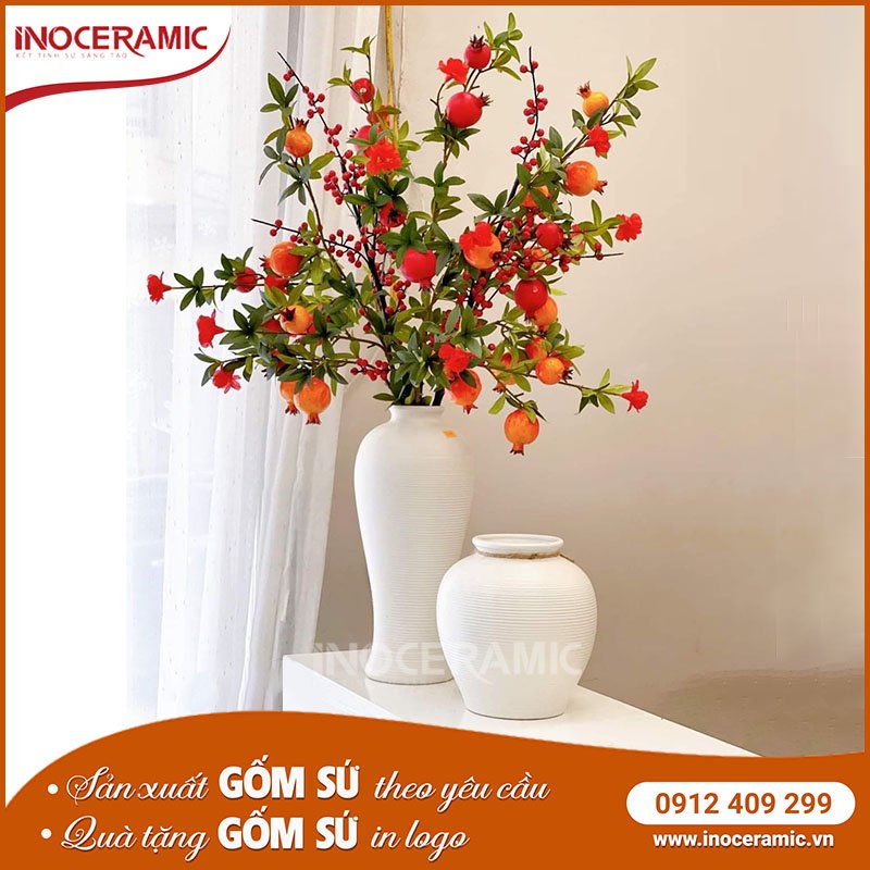 Lọ Hoa Sứ Trắng Mẫu 3 - anh chi tiet 3