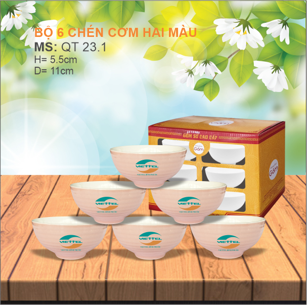 Bộ 6 Chén 2 Màu