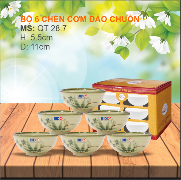 Bộ 6 Chén Cơm Đào Chuồn