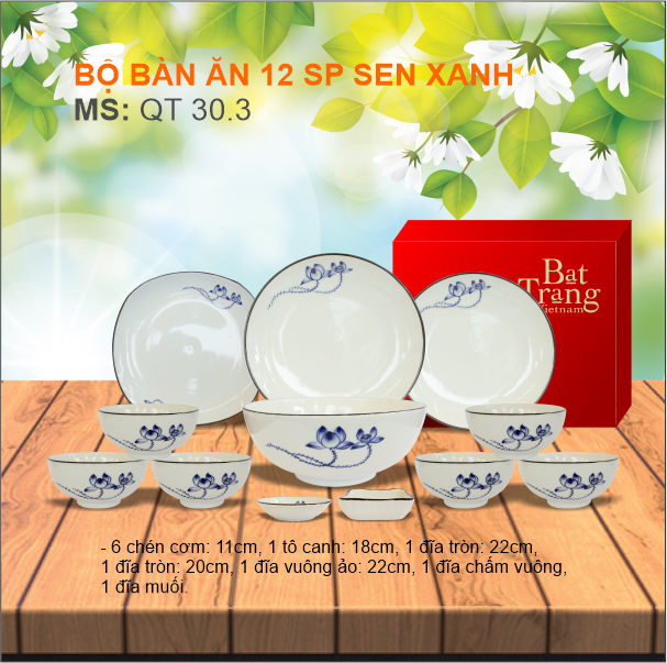 Bộ Bàn Ăn Sen Xanh