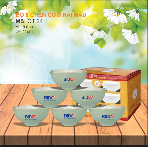 Bộ 6 chén cơm Xanh