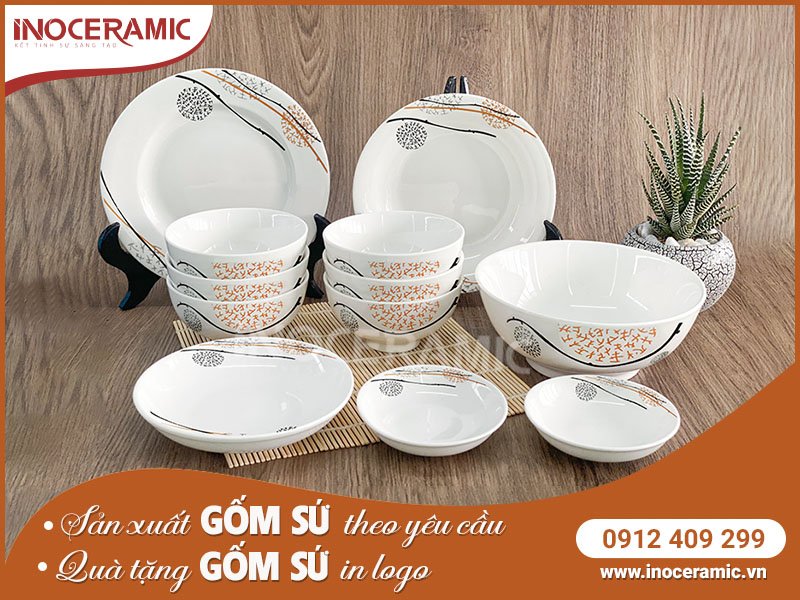 Bộ Bàn Ăn Bông Sao 12 SP - Bộ bát đĩa sứ Minh Châu
