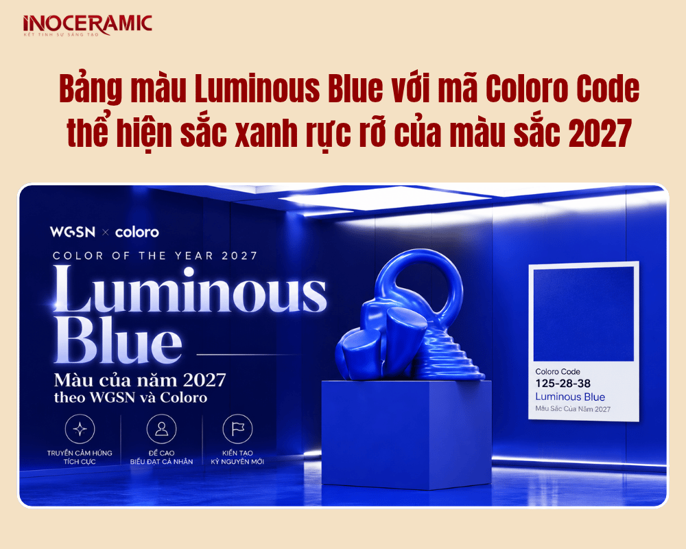 Bảng màu Luminous Blue với mã Coloro Code thể hiện sắc xanh rực rỡ của màu sắc 2027