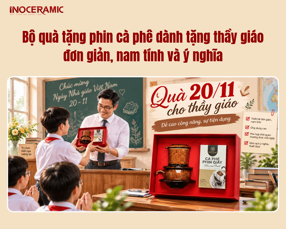 Bộ quà tặng phin cà phê dành tặng thầy giáo đơn giản, nam tính và ý nghĩa