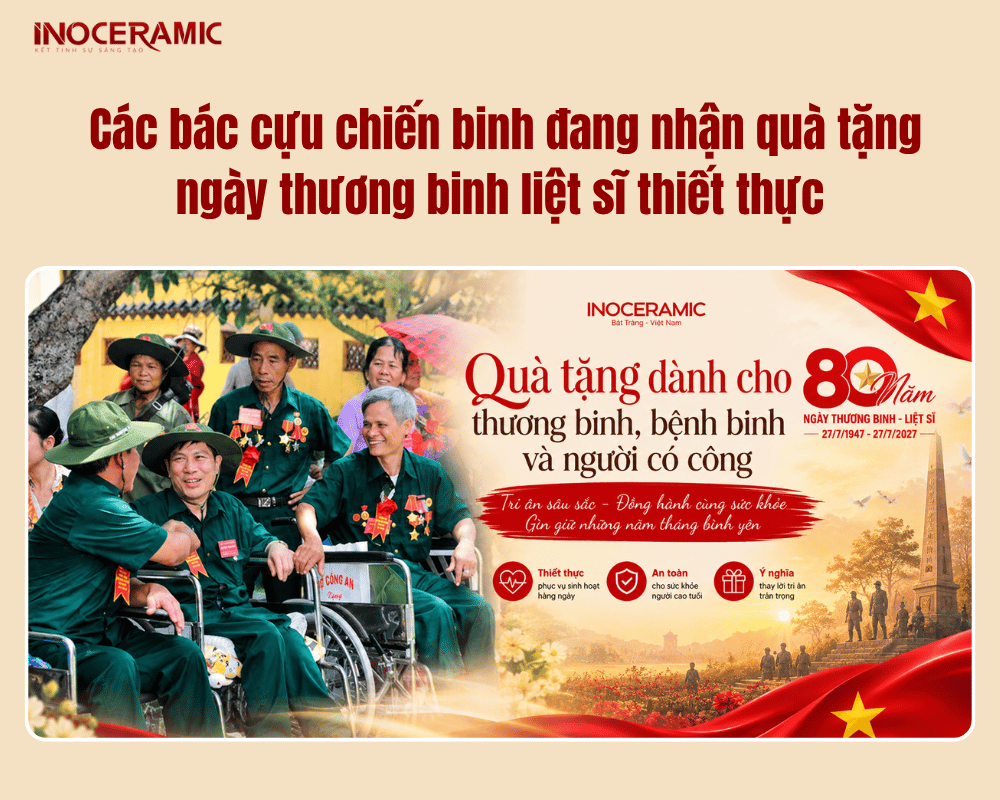  Các bác cựu chiến binh đang nhận quà tặng ngày thương binh liệt sĩ thiết thực