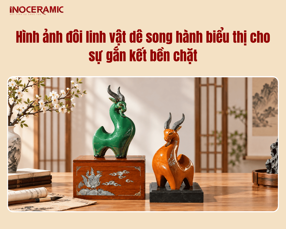 Hình ảnh đôi linh vật dê song hành biểu thị cho sự gắn kết bền chặt Hình ảnh đôi linh vật dê song hành biểu thị cho sự gắn kết bền chặt