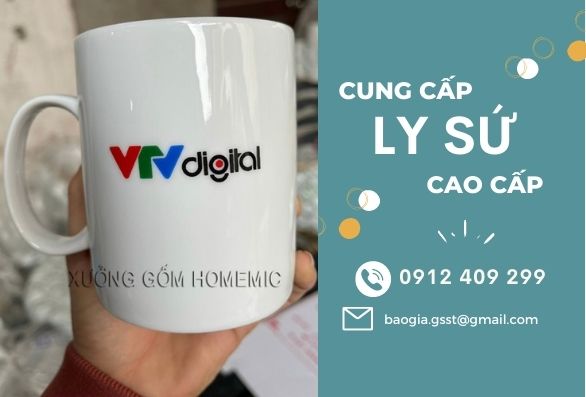 Ly sứ trắng in logo