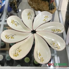 Bộ Bát Dĩa Lá Cúc Sen Kem