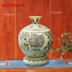 Bình Giọt Ngọc Chu Đậu Kẻ Vàng