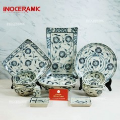 Bộ Bát Đĩa Men Rạn Cúc Đen