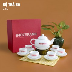 Bộ Trà Bà Ba Sứ Trắng