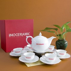 Bộ Trà Mẫu Đơn Sứ Trắng