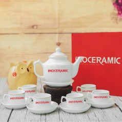 Bộ Trà Vuông Thấp Chỉ Vàng