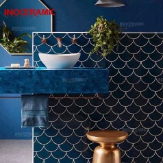 Gạch Mosaic Vảy Cá Xanh Navy