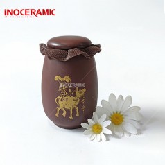 Hũ Đựng Trà Men Gốm Nhũ Vàng