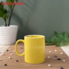 Cốc sứ trụ có quai màu vàng - LSM - N034