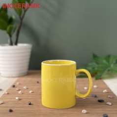 Cốc sứ trụ có quai màu vàng - LSM - N034