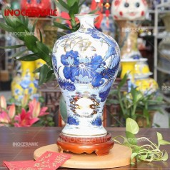Mai Bình Vẽ Vàng Lý Ngư Vọng Nguyệt