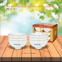Bộ 6 Chén Chỉ Vàng in logo