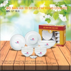 Bộ 10 SP Sứ Chỉ Vàng