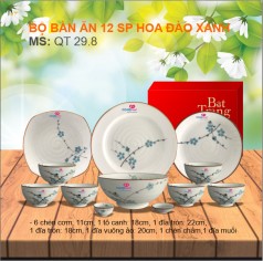 Bộ Bát Dĩa Đào Xanh 12 SP